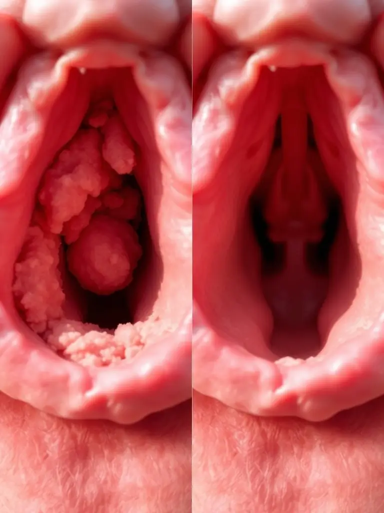 A before-and-after comparison image showing a blocked sinus passage versus a clear sinus passage after PROPEL Advanced.