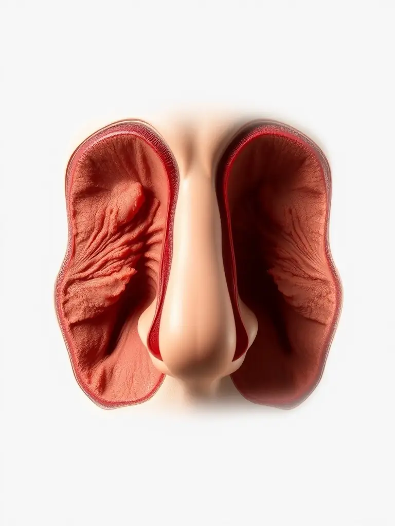 A before-and-after comparison image showing the difference in sinus openness after Propel Advanced Sinus Surgery.