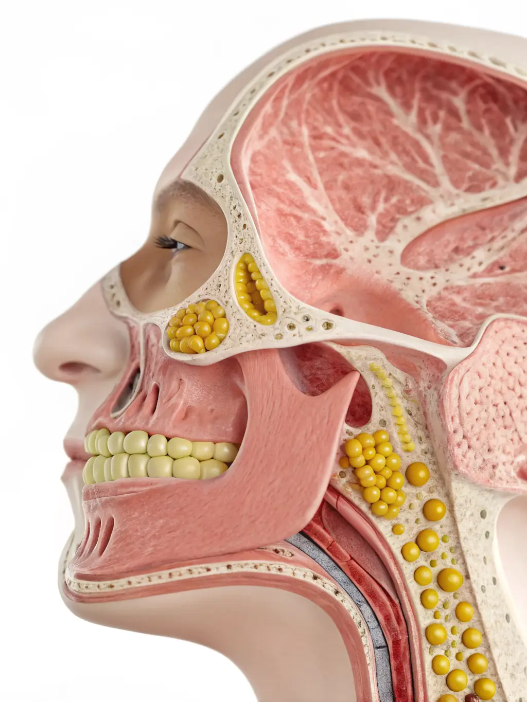 Medical illustration showcasing the PROPEL implant maintaining sinus openness, preventing recurrence of sinus issues.